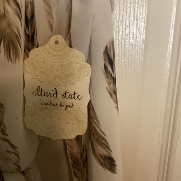 🪶NWT Altar’d State Ivory/Brown Feather 🪶 Romper 🪶 - Picture 4 of 8